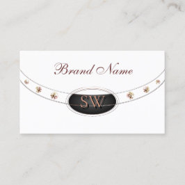 Elegantes White Rose Gold und Burgund mit Monogram Visitenkarte