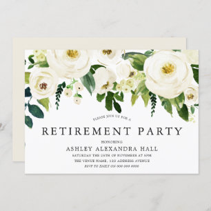 Elegantes White Roses Beautiful Retirement Party Einladung