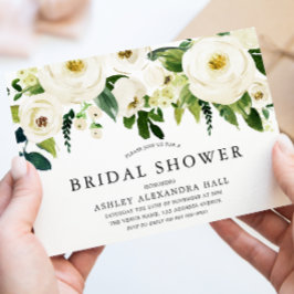 Elegantes White Roses Brautparty Einladung