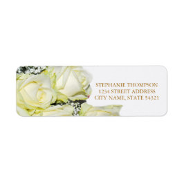 Elegantes White Roses Wedding Address Label