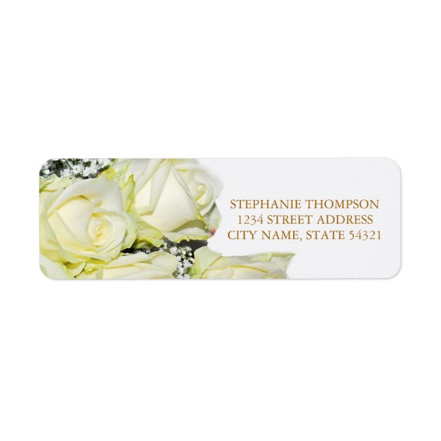 Elegantes White Roses Wedding Address Label (Vorne)