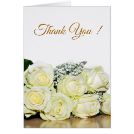 Elegantes White Roses Wedding Foto Danke Karte