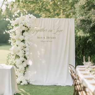 Elegantes White Sage Green Wedding Backdropdown Ba Wandteppich