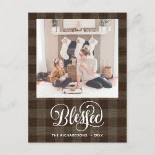 Elegantes White Script BLESSED Brown Buffalo Karie Postkarte