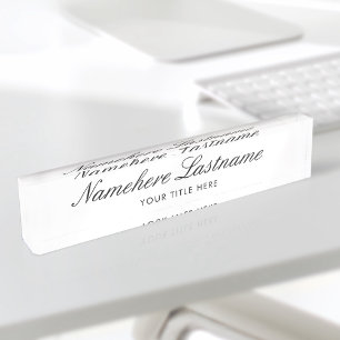Elegantes White Script Einfach Minimalistisch mode Namensplakette