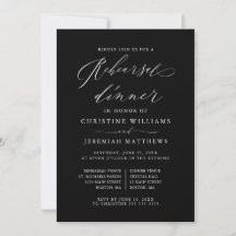 Elegantes White Script Hochzeit Probe Dinner