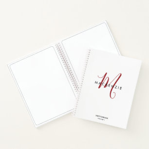 Elegantes White Script Monogram Sketchbook Notizbuch