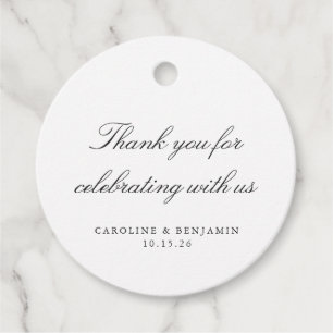 Elegantes White Script Wedding Custom Vielen Dank Geschenkanhänger