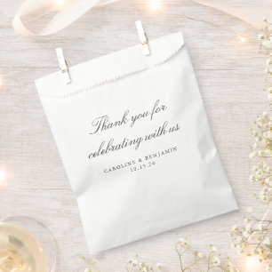 Elegantes White Script Wedding Custom Vielen Dank Geschenktütchen