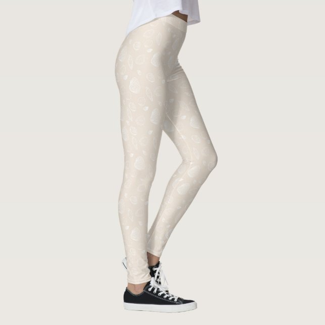 Elegantes White Seashells Beige Muster Leggings (Rechts)