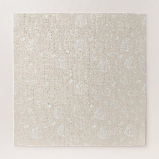 Elegantes White Seashells Beige Muster Puzzle (Vertikal)