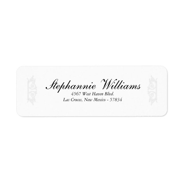 Elegantes White/Silver Wedding Return-Adressetiket (Vorne)