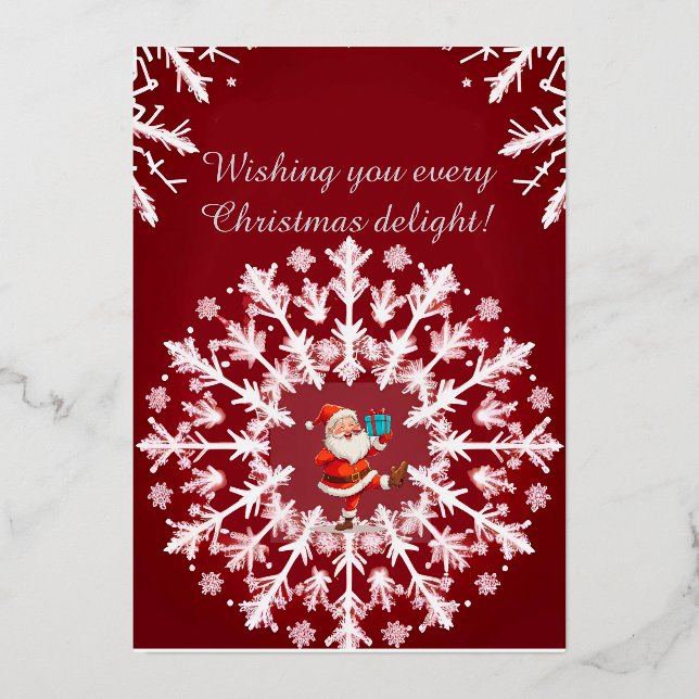 Elegantes White Snowflake Design Folien Feiertagskarte (Vorderseite)