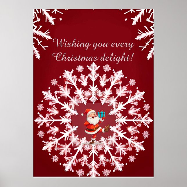 Elegantes White Snowflake Design Poster (Vorne)