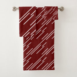 Elegantes White Stripes Muster Burgundy Red Badhandtuch Set