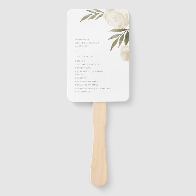 Elegantes White Watercolor Floral Wedding Program  Fächer (Vorderseite)
