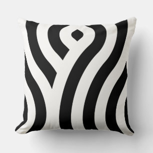 Elegantes White Wave Pattern Schwarz Kissen