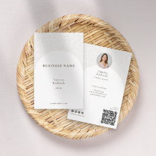 Elegantes White Weave Business QR Code Foto Visitenkarte