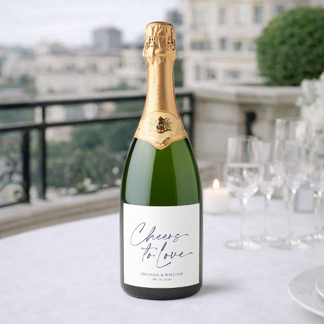 Elegantes White Wedding Champagne Flasche Label (Von Creator hochgeladen)