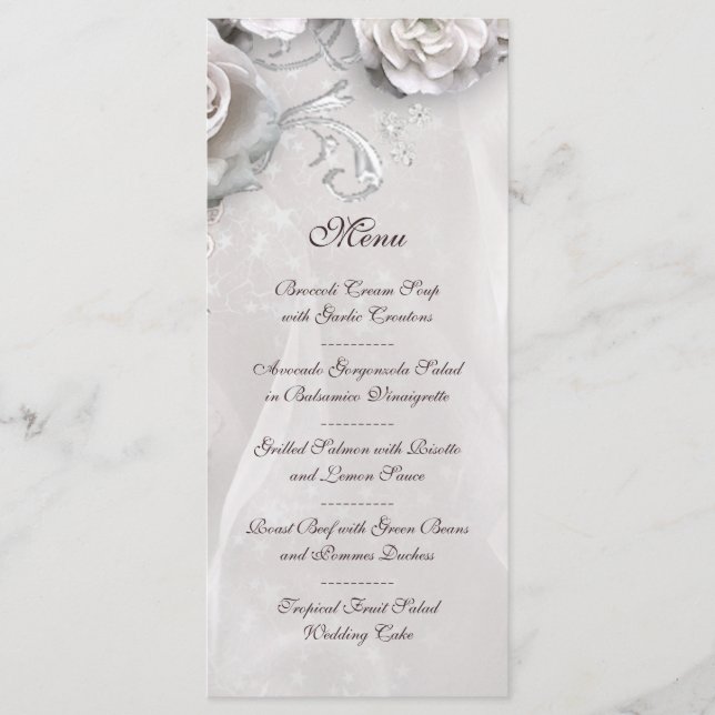 Elegantes White Wedding Menu Menükarte (Vorderseite)
