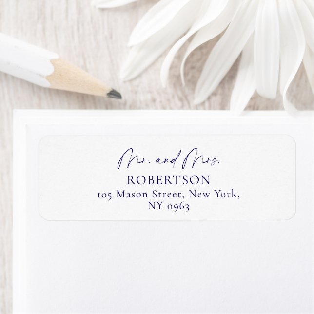 Elegantes White Wedding Return-Adressetikett (Insitu)