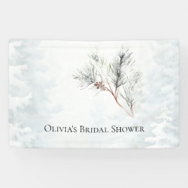 Elegantes White Winter Pine Brautparty Banner