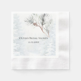 Elegantes White Winter Pine Brautparty Serviette