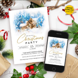 Elegantes White Winter Wonderland Weihnachts-Party Einladung