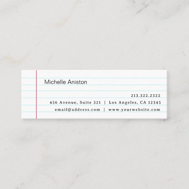 Elegantes Whitelline-Notebook Personalisiert Mini Visitenkarte (Vorderseite)