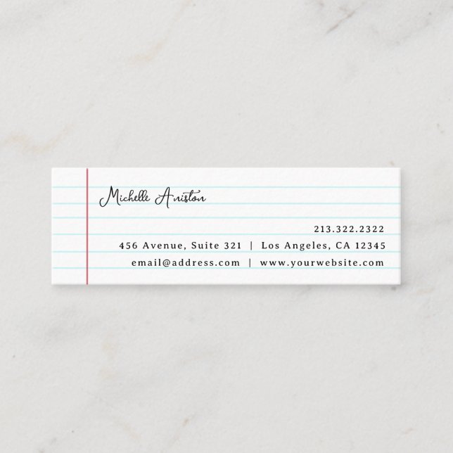 Elegantes Whitelline-Notebook Personalisiert Mini Visitenkarte (Vorderseite)