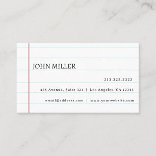 Elegantes Whitelline-Notebook Personalisiert Visitenkarte