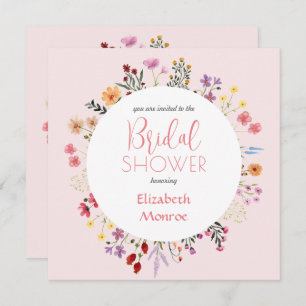 Elegantes Wildblume Blumenrosa Brautparty Einladung