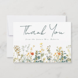 Elegantes Wildblume Brautparty Dankeskarte