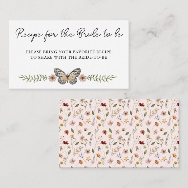 Elegantes Wildblume Brautparty gemeinsam mit einem Begleitkarte (Vorne/Hinten)