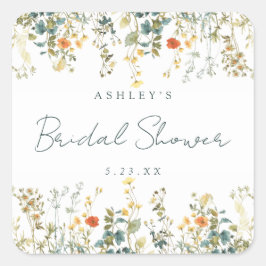 Elegantes Wildblume Brautparty Quadratischer Aufkleber