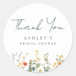 Elegantes Wildblume Brautparty Vielen Dank Runder Aufkleber
