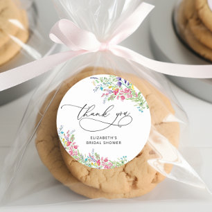 Elegantes Wildblume Brautparty Vielen Dank Runder Aufkleber