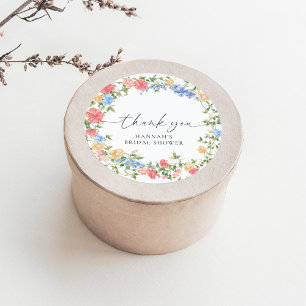 Elegantes Wildblume Brautparty Vielen Dank Runder Aufkleber