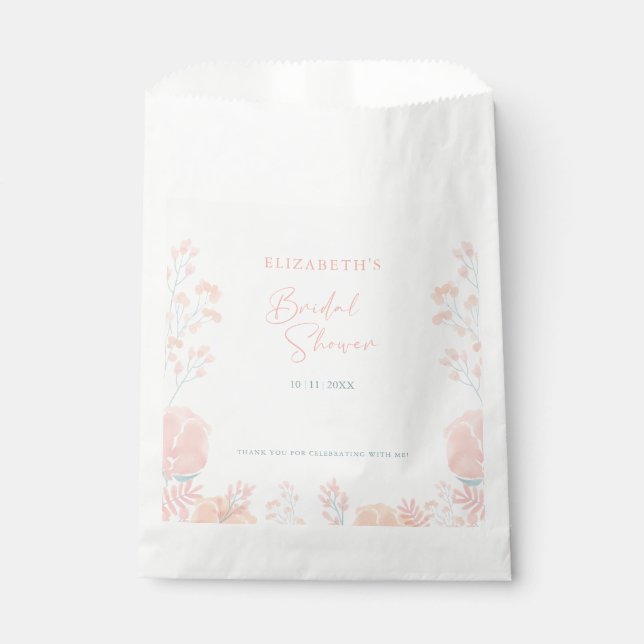 Elegantes Wildblume Wasserfarbenes Brautparty Geschenktütchen (Vorderseite)