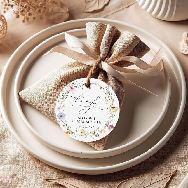 Elegantes Wildblumen Brautparty Vielen Dank Geschenkanhänger (Von Creator hochgeladen)