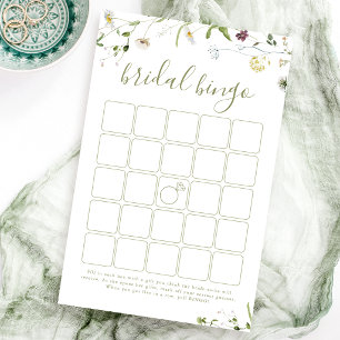 Elegantes Wildblumen-Rustikales Brautparty-Bingo-S
