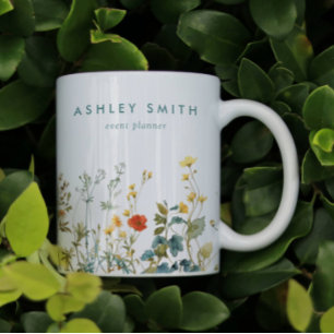 Elegantes Wildblumenfeld Geschäft Kaffeetasse