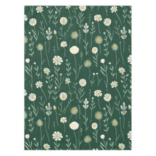 Elegantes Wildblumenmuster auf dunklem Grün  Tischdecke