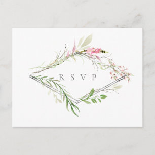 Elegantes Wildblumenrahmen-Hochzeits-RSVP-Song-Anf Einladungspostkarte