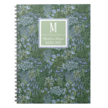 Elegantes Wildblumenwiesen-Monogramm-Notizbuch