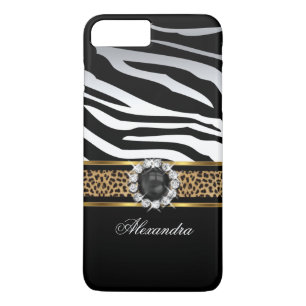 Elegantes Wildes Zebrastreifen-Leopardenschwarz-Go Case-Mate iPhone Hülle