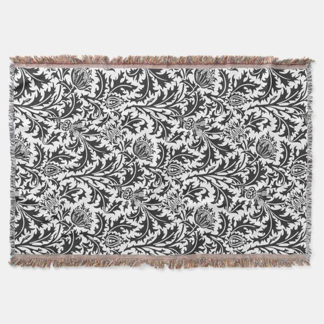 Elegantes William-Morris-Distel-Muster Decke (Vorderseite)