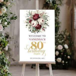 Elegantes Willkommensschild zum 80. Geburtstag in Poster