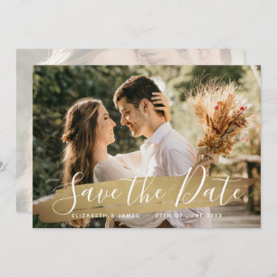 Elegantes Wine Gold 2 Foto Save the Date Hochzeit