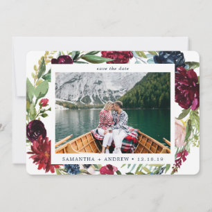 Elegantes Winter Burgund Wasserfarben Foto Flora Save The Date